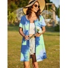 image:imageEkouaer Women Zipper Front House Coat Robe Zip Up Bathrobes Short NightgownTie Dye Blue