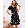 image:imageEkouaer Womens Nightshirt Short Sleeve Button Down Nightgown VNeck Sleepwear Pajama DressBlack Moon Star