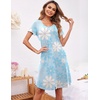 image:imageEkouaer Womens Nightshirt Short Sleeve Button Down Nightgown VNeck Sleepwear Pajama DressBlue Daisy