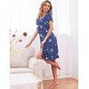 image:imageEkouaer Womens Nightshirt Short Sleeve Button Down Nightgown VNeck Sleepwear Pajama DressBlue With Stars