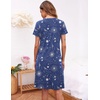 image:imageEkouaer Womens Nightshirt Short Sleeve Button Down Nightgown VNeck Sleepwear Pajama DressBlue With Stars