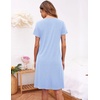 image:imageEkouaer Womens Nightshirt Short Sleeve Button Down Nightgown VNeck Sleepwear Pajama DressLight Blue