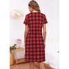 image:imageEkouaer Womens Nightshirt Short Sleeve Button Down Nightgown VNeck Sleepwear Pajama DressRed Plaid