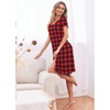 image:imageEkouaer Womens Nightshirt Short Sleeve Button Down Nightgown VNeck Sleepwear Pajama DressRed Plaid
