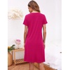 image:imageEkouaer Womens Nightshirt Short Sleeve Button Down Nightgown VNeck Sleepwear Pajama DressRose Red