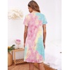 image:imageEkouaer Womens Nightshirt Short Sleeve Button Down Nightgown VNeck Sleepwear Pajama DressTie Dye Pink