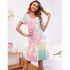 image:imageEkouaer Womens Nightshirt Short Sleeve Button Down Nightgown VNeck Sleepwear Pajama DressTie Dye Pink