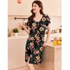 image:imageEkouaer Womens Nightshirt Short Sleeve Button Down Nightgown VNeck Sleepwear Pajama DressYellow Red Flower