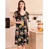 image:imageEkouaer Womens Nightshirt Short Sleeve Button Down Nightgown VNeck Sleepwear Pajama DressYellow Red Flower