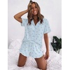 image:imageEkouaer Womens Pajama Sets Button Down Cute Ruffled Pjs Set SleepwearBlue Bow