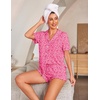 image:imageEkouaer Womens Pajama Sets Button Down Cute Ruffled Pjs Set SleepwearHot Pink Leopard