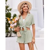 image:imageEkouaer Womens Pajama Sets Button Down Cute Ruffled Pjs Set SleepwearIce Green