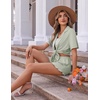 image:imageEkouaer Womens Pajama Sets Button Down Cute Ruffled Pjs Set SleepwearIce Green