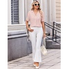 image:imageEkouaer Womens Pajama Sets Button Down Cute Ruffled Pjs Set SleepwearLight Pink