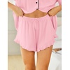 image:imageEkouaer Womens Pajama Sets Button Down Cute Ruffled Pjs Set SleepwearPink