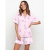 image:imageEkouaer Womens Pajama Sets Button Down Cute Ruffled Pjs Set SleepwearPink Stripe Bow