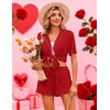 image:imageEkouaer Womens Pajama Sets Button Down Cute Ruffled Pjs Set SleepwearRed