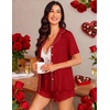 image:imageEkouaer Womens Pajama Sets Button Down Cute Ruffled Pjs Set SleepwearRed
