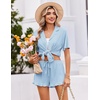 image:imageEkouaer Womens Pajama Sets Button Down Cute Ruffled Pjs Set SleepwearSky Blue
