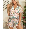 image:imageEkouaer Womens Pajama Sets Button Down Cute Ruffled Pjs Set SleepwearSummer Plants