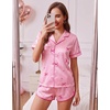 image:imageEkouaer Womens Satin Pajama Set Silk Pj Short Sets 2 Piece Loungewear S5XLPink Bow Stripe