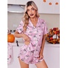 image:imageEkouaer Womens Satin Pajama Set Silk Pj Short Sets 2 Piece Loungewear S5XLPink Halloween Ghost