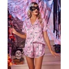 image:imageEkouaer Womens Satin Pajama Set Silk Pj Short Sets 2 Piece Loungewear S5XLPink Halloween Ghost