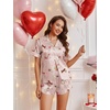 image:imageEkouaer Womens Satin Pajama Set Silk Pj Short Sets 2 Piece Loungewear S5XLPink Puppy Love