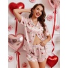 image:imageEkouaer Womens Satin Pajama Set Silk Pj Short Sets 2 Piece Loungewear S5XLPink Puppy Love