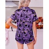 image:imageEkouaer Womens Satin Pajama Set Silk Pj Short Sets 2 Piece Loungewear S5XLPurple Halloween Print