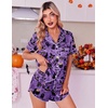 image:imageEkouaer Womens Satin Pajama Set Silk Pj Short Sets 2 Piece Loungewear S5XLPurple Halloween Print