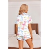 image:imageEkouaer Womens Satin Pajamas Set Button Down Silk Pj Shorts Set with RuffleColorful Bow