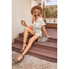 image:imageEkouaer Womens Satin Pajamas Set Button Down Silk Pj Shorts Set with RufflePink Beach