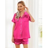 image:imageEkouaer Womens Silk Satin Pajama Sets Soft Short Sleeve Button Up SleepwearBrose