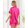 image:imageEkouaer Womens Silk Satin Pajama Sets Soft Short Sleeve Button Up SleepwearBrose