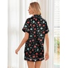image:imageEkouaer Womens Silk Satin Pajama Sets Soft Short Sleeve Button Up SleepwearChristmas Black