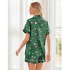 image:imageEkouaer Womens Silk Satin Pajama Sets Soft Short Sleeve Button Up SleepwearChristmas Green