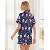 image:imageEkouaer Womens Silk Satin Pajama Sets Soft Short Sleeve Button Up SleepwearChristmas Navy