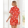 image:imageEkouaer Womens Silk Satin Pajama Sets Soft Short Sleeve Button Up SleepwearChristmas Red Deer