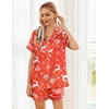 image:imageEkouaer Womens Silk Satin Pajama Sets Soft Short Sleeve Button Up SleepwearChristmas Red Deer