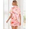 image:imageEkouaer Womens Silk Satin Pajama Sets Soft Short Sleeve Button Up SleepwearFloral Pink