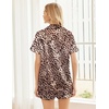 image:imageEkouaer Womens Silk Satin Pajama Sets Soft Short Sleeve Button Up SleepwearLeopard