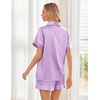 image:imageEkouaer Womens Silk Satin Pajama Sets Soft Short Sleeve Button Up SleepwearLilac