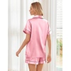 image:imageEkouaer Womens Silk Satin Pajama Sets Soft Short Sleeve Button Up SleepwearPink