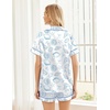 image:imageEkouaer Womens Silk Satin Pajama Sets Soft Short Sleeve Button Up SleepwearWhite Blue Seashells