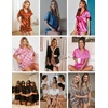 image:imageEkouaer Womens Silk Satin Pajama Sets Soft Short Sleeve Button Up SleepwearWhite Blue Seashells