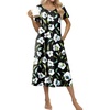 image:imageEkouaer Cotton Nightgowns for Women Long Pleated House Dresses with PocketsBlack Flower