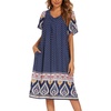 image:imageEkouaer House Dresses for Women with Pockets Short Sleeve NightgownNavy Blue