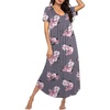 image:imageEkouaer Long Nightgowns for Women Soft House Dress Short Sleeve Night DressGrey Flowers