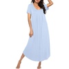 image:imageEkouaer Long Nightgowns for Women Soft House Dress Short Sleeve Night DressLight Blue